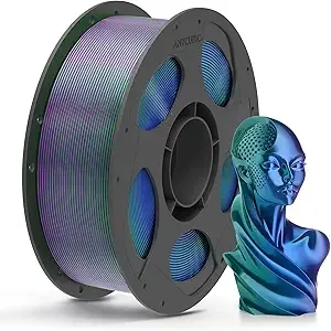 Anycubic ANYCUBIC Silk Tri Color Pla Filament, 3-in-1 Chrome Coextrusion Color Change 3D Printer Filament Dimensional Accuracy +/-, Silk Texture, 1KG Reusable Spool (2.2 lbs), Blue Green Purple