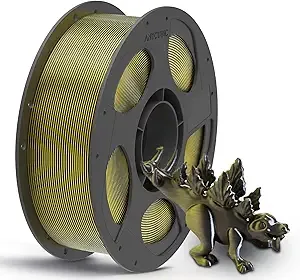 Anycubic ANYCUBIC Silk Dual Color Pla Filament, 2-in-1 Chrome Coextrusion Color Change 3D Printer Filament Dimensional Accuracy +/-, Silk Texture, 1KG Reusable Spool (2.2 lbs), Black Gold