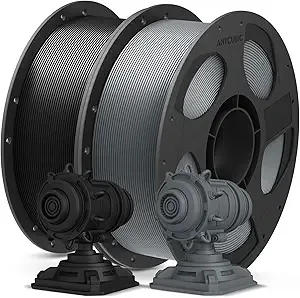 Anycubic ANYCUBIC PLA Plus (PLA+), 3D Printer Filament Bundle, Dimensional Accuracy +/-, High Toughness, Print with Most FDM 3D Printers, 1KG Reusable Spool, 2kg, Texture Grey + Black