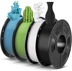 Anycubic ANYCUBIC PLA Filament Bundle, 3D Printing PLA Filament Dimensional Accuracy +/-, 1KG Spool (2.2 lbs), 4KG Black + White + Spring Leaf + Tropical Turquoise