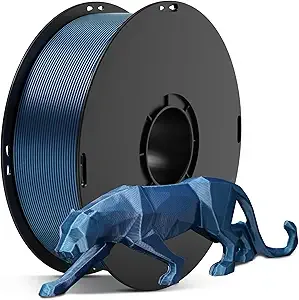 Anycubic ANYCUBIC Silk Filament, Metal-Like PLA Shiny Clog-Free 3D Printer Filament Metallic PLA Dimensional Accuracy +/-, 1KG Spool (2.2 lbs), Metal Blue
