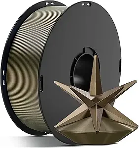 Anycubic ANYCUBIC Silk Filament, Metal-Like PLA Shiny Clog-Free 3D Printer Filament Metallic PLA Dimensional Accuracy +/-, 1KG Spool (2.2 lbs), Metal Champaign