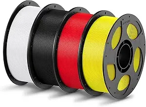 Anycubic ANYCUBIC PLA Filament Bundle, RFID 3D Printing PLA Filament Dimensional Accuracy +/-, 1KG Reusable Spool (2.2 lbs), 4KG White + Black + Red + Yellow