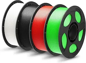 Anycubic ANYCUBIC PLA Plus (PLA+), 3D Printer Filament Bundle, High Toughness, Dimensional Accuracy +/-, 4 Pack 1KG Reusable Spool, White, Black, Red, Green