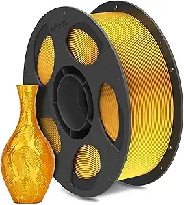 Anycubic ANYCUBIC Silk Filament, Clog-Free Shiny 3D Printer PLA Filament Dimensional Accuracy +/-, 1KG Reusable Spool (2.2 lbs), Silk Gold