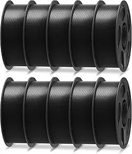 Anycubic ANYCUBIC PLA Plus (PLA+), 3D Printer Filament Bundle, High Toughness, Dimensional Accuracy +/-, Print with Most FDM 3D Printers, 10 Pack 1KG Reusable Spool Black