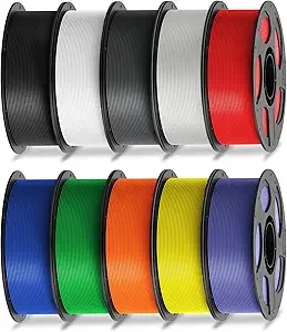 Anycubic ANYCUBIC PLA Filament Bundle, 3D Printer Filament Dimensional Accuracy +/-, 1KG Spool, Black, White, Texture Grey, Clear, Red, Blue, Green, Orange, Yellow, Purple, 10KG in Total