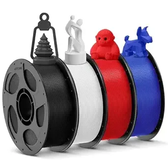 Anycubic ANYCUBIC 3D Printer Filament PLA Bundle, PLA Filament Dimensional Accuracy +/-, 1KG Reusable Spool, Black+White+Blue+Red, 4KG in Total