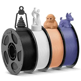 Anycubic ANYCUBIC 3D Printer Filament PLA Bundle, PLA Filament Dimensional Accuracy +/-, 1KG Reusable Spool, Black+White+Peach Pink+Interstellar Violet, 4KG in Total