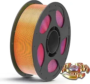 Anycubic ANYCUBIC Silk Tri Color Pla Filament, 3-in-1 Chrome Coextrusion Color Change 3D Printer Filament Dimensional Accuracy +/-, Silk Texture, 1KG Reusable Spool (2.2 lbs), Red Yellow Blue