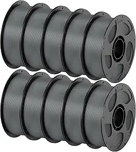 Anycubic ANYCUBIC PETG Filament Bundle, 3D Printer Filament, Dimensional Accuracy +/-, Exceptional Toughness, 1KG Reusable Spool, 10KG Texture Grey