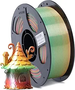 Anycubic ANYCUBIC Silk Filament, Clog-Free Shiny 3D Printer PLA Filament Dimensional Accuracy +/-, 1KG Reusable Spool (2.2 lbs), Silk Rainbow
