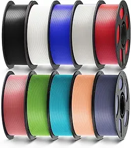Anycubic ANYCUBIC PLA Filament Bundle, 3D Printer Filament Dimensional, Black, White, Clear, Red, Blue, Pink, Tropical Turquoise, Peach Pink, Interstellar Violet, Spring Leaf, 10KG in Total