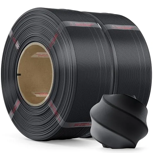 Bambu Lab PLA Filament PLA 3D Printer Filament(Refill),2kg Refill for Reusable Spools(4.4lbs),Premium Quality 3D Printing Filament for Bambu lab 3D Printers,Black+Black