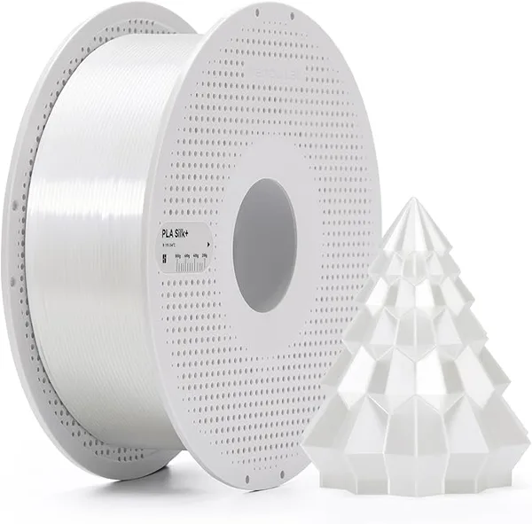 Bambu Lab Bambu Lab PLA Silk+ Filament 1kg Spool - PLA 3D Printer Filament, Smooth Finish, Low Warp, Easy to Print, Compatible with Bambu Lab & Most FDM 3D Printers - White (13110) - Spool
