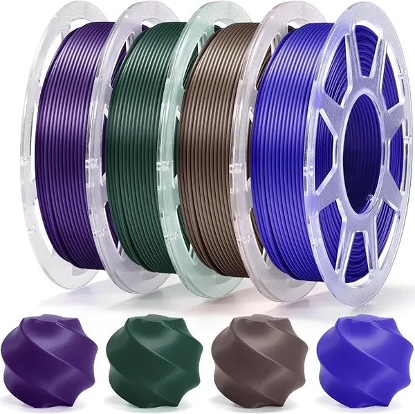 Bambu Lab Pre-Dried PLA Basic 4x250g Bundle with Spool for Bambu Lab 3D Printers, Multicolor 3D Printing Filament, Cocoa Brown+Dark Blue+Indigo Purple+Forest Green