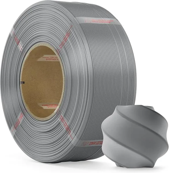 Bambu Lab PLA Basic Refill Filament 1kg (2.2lbs) for Reusable Spools Spool-Less 3D Printing Filament, Compatible with Bambu Lab 3D Printers - Ash Grey