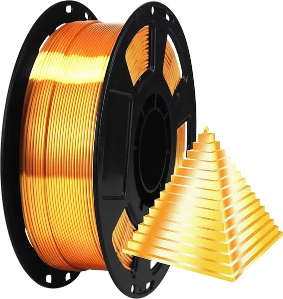 BBLIFE Silk Gold PLA Filament, 1kg 2.2lbs 3D Printing Material, Widely Support for FDM 3D Printer, Pack with Extra Filament Sample by BBLIFE