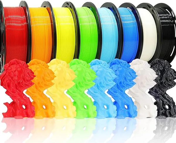 BBLIFE 8 Spools Popular Colors 3D Printer PLA Filament Bundle Pack: Black White Red Blue Yellow Orange Limegreen SkyBlue, Each Spool 250g, Widely Compatible, Total 2Kg 3D Printing Filament