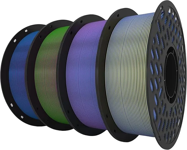 CaiLab Silk PLA Filament Bundle Dual Color Changing, 4 Color 200g Spool 3D Printer Material,Ultra-Strong Shiny Metallic, High‑Speed Printing for Bambu Lab P1, A1, K1 & FDM Printers