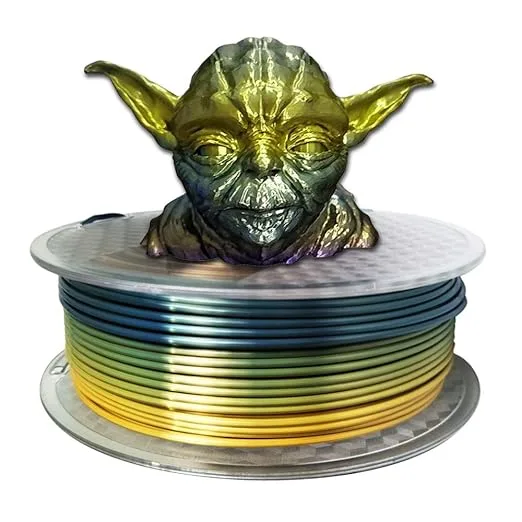 CC3D Silk Rainbow PLA Filament Multicolor PLA 3D Printer Filamentt 1KG Multi Color 3D Printing Material Gradually Canging Color PLA Rainbow Mulitcolor Metallic Color Gradient Filament CC3D