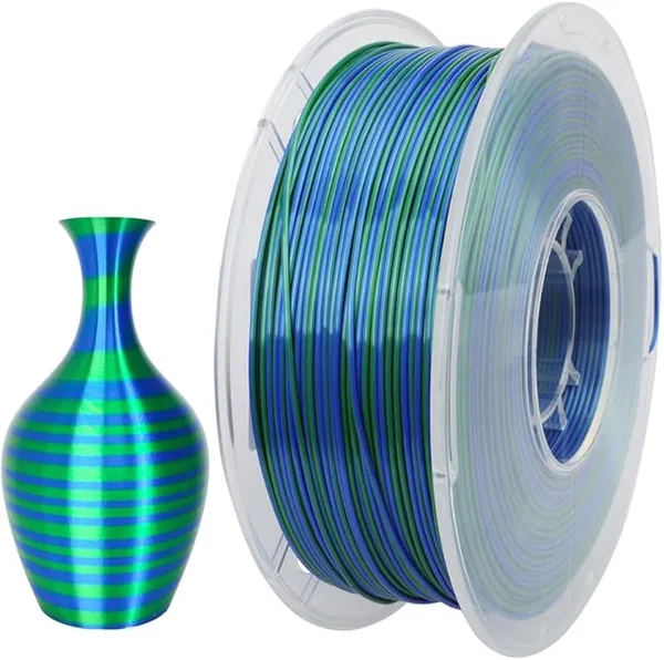 CC3D CC3D Silk Candy PLA Filament Green Blue 1KG Dynamic Candy Color Silk PLA 3D Printer Filament Gradient Changing Multicolor for FDM 3D Printing Materials Dual Color Green Blue
