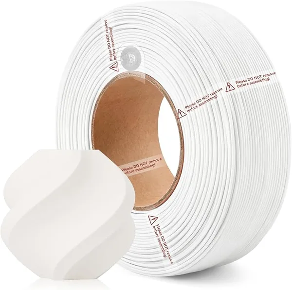 CCTree Bamboo Original PLA Pure Refill Filament, Pure White 17100 | Without spool, Food contact grade matte surface, with RFID for Bambu Lab A/X/P/H 3D Printer series, AMS, 1 KG +/-