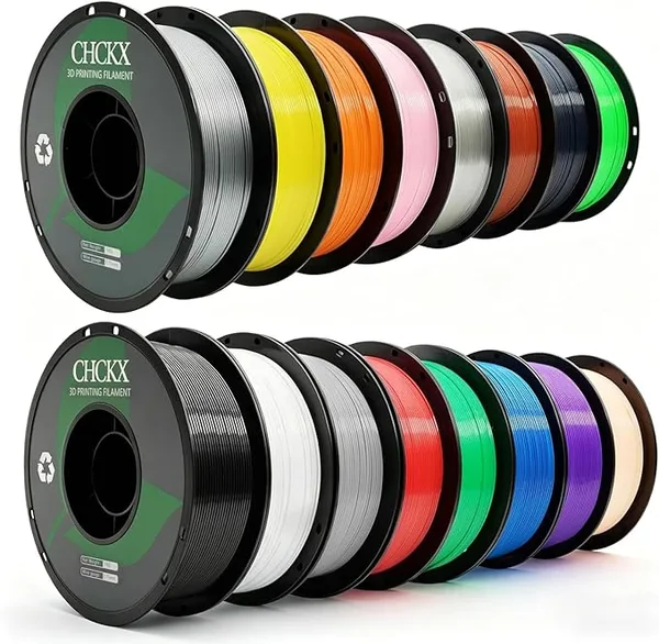 CHCKX CHCKX 16Rolls PETG Filament Bundle Filament Bulk Black+White+Grey+Red+Green+Blue+Purple+Skin+Silver+Yellow+Transparent+Coffee+Cherry Blossom Pink+Orange+Navy Gray+Grass Green.