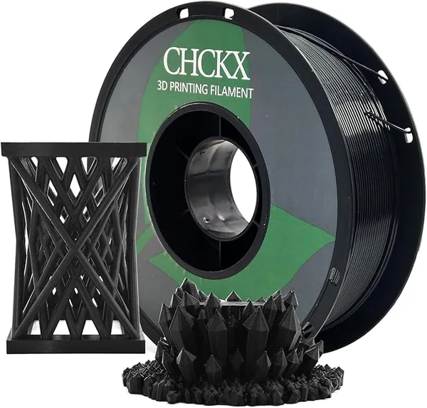 CHCKX CHCKX PETG 3D Printer Filament, Dimensional Accuracy +/-, 1kg Spool(2.2lbs) Fit for Most 3D Printers, Black