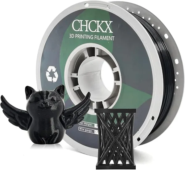 CHCKX CHCKX PETG 3D Printer Filament, Dimensional Accuracy +/-, 1kg Spool(2.2lbs) Fit for Most 3D Printers, Black