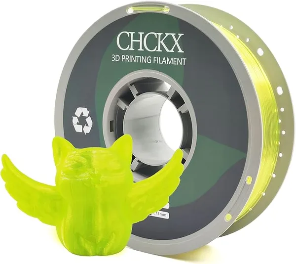 CHCKX CHCKX PETG Transparent 3D Printer Filament, Dimensional Accuracy +/-, 1kg Spool(2.2lbs) Fit for Most 3D Printers, Clear Yellow