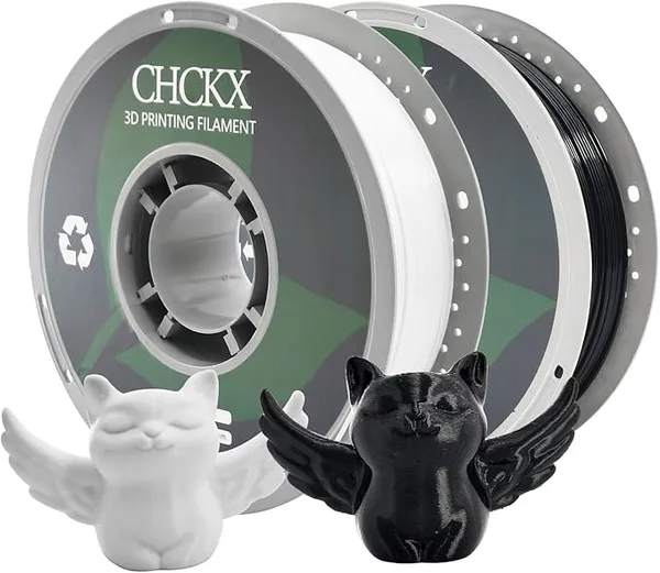 CHCKX CHCKX PETG 3D Printer Filament Bundle, 2Rolls,Dimensional Accuracy +/-, 1kg Spool(2.2lbs) Fit for Most 3D Printers,Black+ White