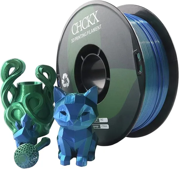 CHCKX CHCKX PLA 3D Printer Filament, Dual Color Silk PLA Filament, Dimensional Accuracy +/-, 1 kg Spool(2.2lbs),Blue Green