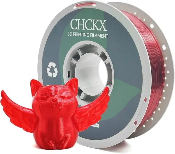 CHCKX CHCKX PETG Transparent 3D Printer Filament, Dimensional Accuracy +/-, 1kg Spool(2.2lbs) Fit for Most 3D Printers, Clear Red