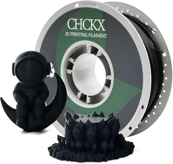 CHCKX CHCKX PETG Glass Fiber 3D Printer Filament, Dimensional Accuracy +/-, 1kg Spool(2.2lbs) Fit for Most 3D Printers, Black