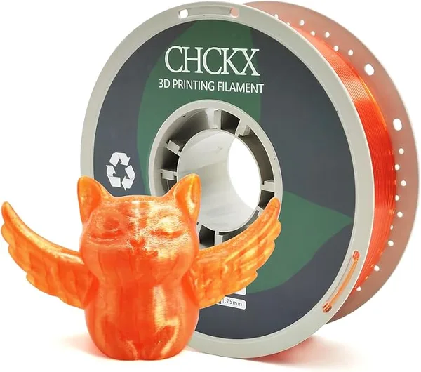CHCKX CHCKX PETG Transparent 3D Printer Filament, Dimensional Accuracy +/-, 1kg Spool(2.2lbs) Fit for Most 3D Printers, Clear Orange