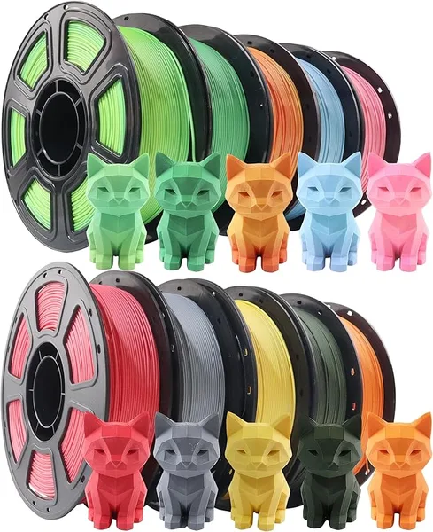 CHCKX CHCKX Matte PLA 3D Printer Filament Bundle, 1KG Spool(2.2lbs),Dimensional Accuracy +/- PLA Filament for Most FDM 3D Printers,10 Different Color