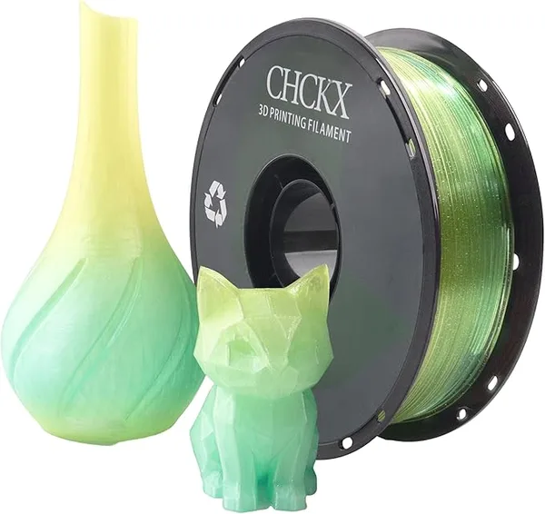 CHCKX CHCKX Crystal Rainbow PLA 3D Printer Filament, Dimensional Accuracy +/-, 1kg (2.2lbs), Rainbow Yellow Green