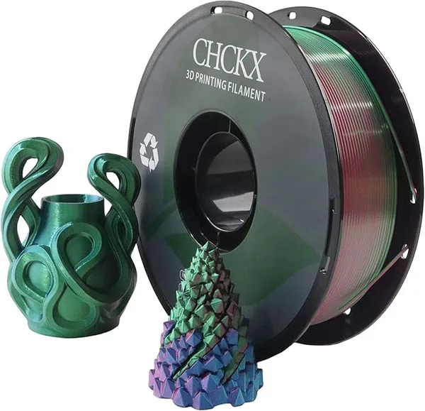 CHCKX CHCKX PLA 3D Printer Filament, Triple Color Silk PLA Filament, Dimensional Accuracy +/-, 1 kg Spool(2.2lbs), Red Blue Green