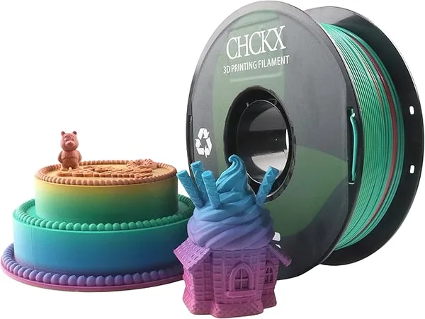 CHCKX CHCKX Matte Rainbow PLA 3D Printer Filament, 1KG Spool(2.2lbs) PLA Gradient Filament for Most FDM 3D Printers, Candy 1 Green Blue Pink