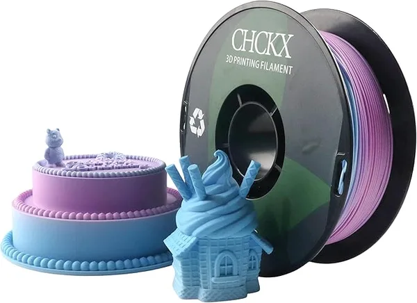 CHCKX CHCKX Matte Rainbow PLA 3D Printer Filament, 1KG Spool(2.2lbs) PLA Gradient Filament for Most FDM 3D Printers,Pink Blue