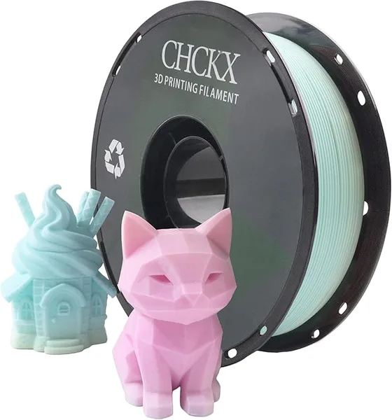 CHCKX CHCKX Matte Rainbow PLA 3D Printer Filament, 1KG Spool(2.2lbs) PLA Gradient Filament for Most FDM 3D Printers, Candy 2 Green Pink Yellow