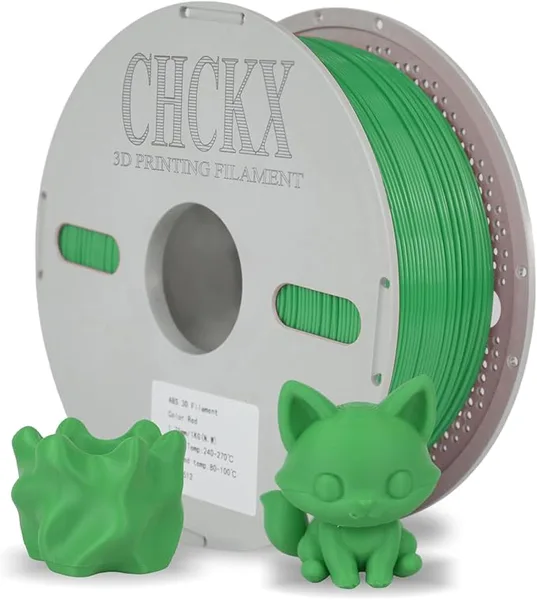 CHCKX CHCKX ABS Filament 3D Printing Filament Highly Resistant Durable Heat Resistance Odorless Non-Toxic Dimensional Accuracy +/-, 1KG Spool(2.2lbs) for Most FDM 3D Printers. (Green)
