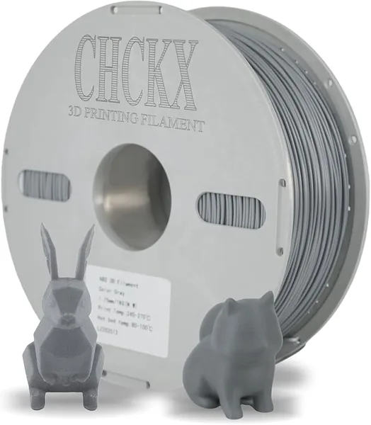CHCKX CHCKX ABS Filament 3D Printing Filament Highly Resistant Durable Heat Resistance Odorless Non-Toxic Dimensional Accuracy +/-, 1KG Spool(2.2lbs) for Most FDM 3D Printers. (Gray)