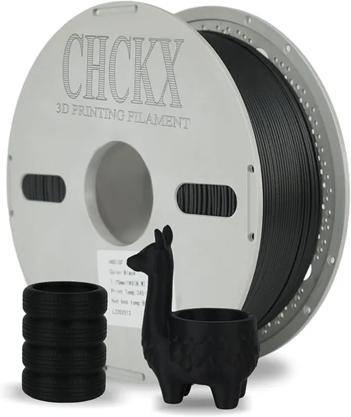 CHCKX CHCKX PA6-GF 10% Glass Fiber Nylon Filament 1KG,Lower Abrasion Than Carbon Fiber, Heat Resistant to 135°C 3D Printing Filament,Black