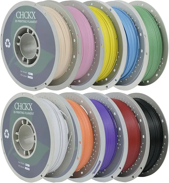 CHCKX CHCKX 10KG Matte PETG 3D Printer Filament Bundle PLA Filament for Most FDM 3D Printers,Orange+White+Black+Red+Green+Blue+Yellow+Purple+Skin+Pink