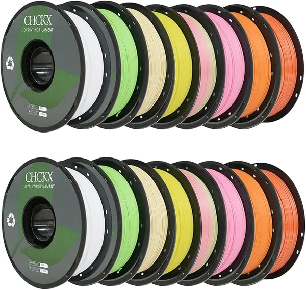 CHCKX CHCKX 16KG PLA 3D Printer Filament Bundle,1kg Spool(2.2lbs),2white+2pink+2 Peach+2 Pumpkin Yellow+2 Vibrant Orange+2 Light Yellow+2 ice Cream+2 Lemon Green