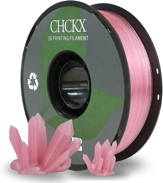 CHCKX CHCKX Crystal PLA 3D Printer Filament, Dimensional Accuracy +/-, 1 kg Spool(2.2lbs),Crystal Pink
