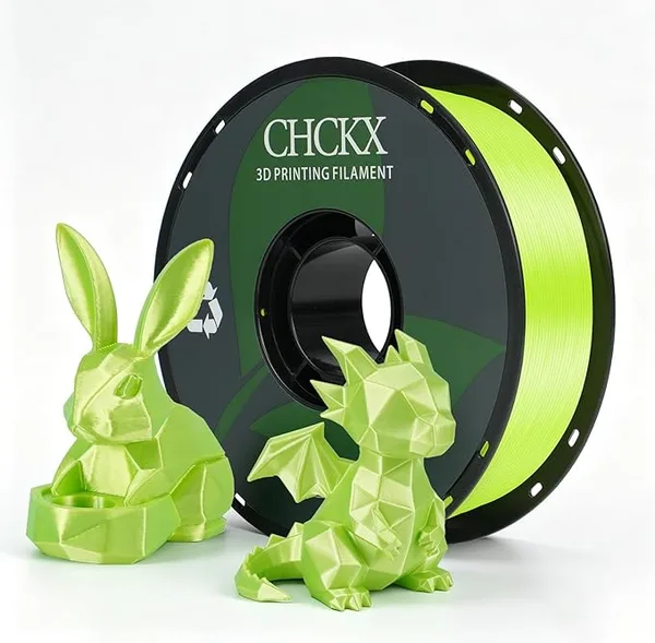 CHCKX CHCKX Silk Apple Green PLA 3D Printer Filament, Dimensional Accuracy +/-, 1 kg Spool(2.2lbs),Silk PLA Apple Green