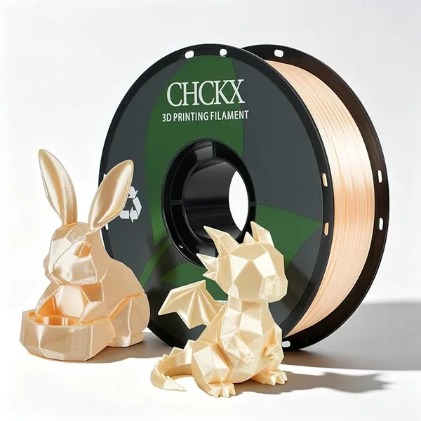 CHCKX CHCKX Silk Champagne Gold PLA 3D Printer Filament, 1KG Spool(2.2lbs), Dimensional Accuracy +/- ，Silk Champagne Gold